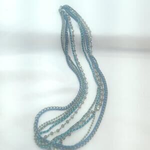 Women's Fashion Jewelry Blue Green Black Bead Thread Necklace